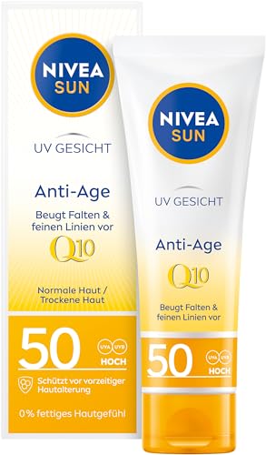 nivea sun gesicht sonnenschutz q10 lsf 50, anti-age creme gegen falten, 50 ml