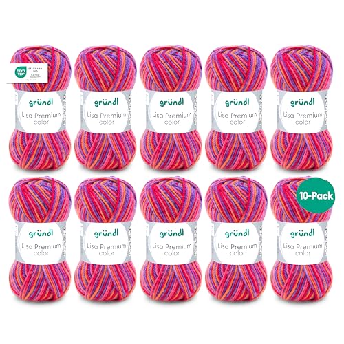 gründl wolle lisa color garn zum stricken häkeln 10 knäuel je 50 g