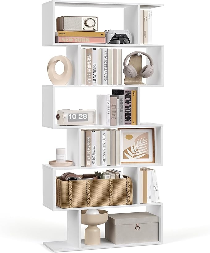vasagle bücherregal 6 ebenen standregal 24 x 70 x 191,6 cm weiß für wohnzimmer büro