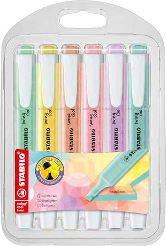 stabilo textmarker 6er-set pastellfarben für markerpapier und notizen