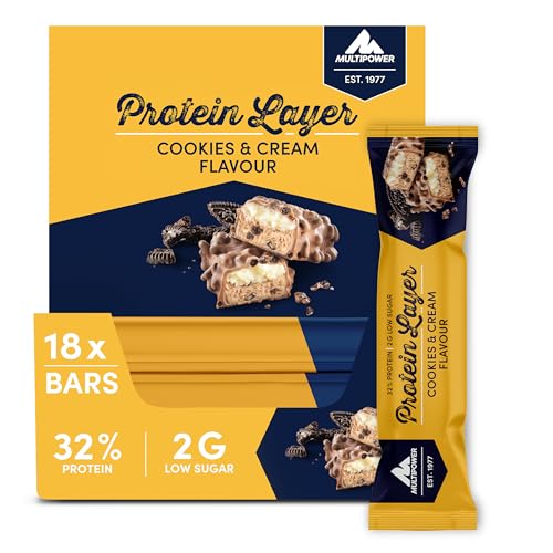 Produktbild: Multipower Protein Layer Eiweißriegel Cookies & Cream 18 x 50 g Box