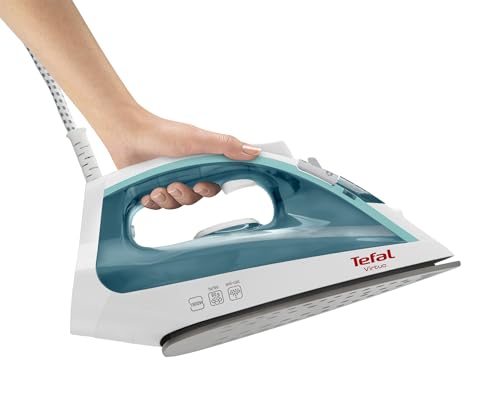 tefal dampfbügeleisen fv1710, 1800 watt, 80 g/min dampfstoß, ergonomisch, weiß/türkis