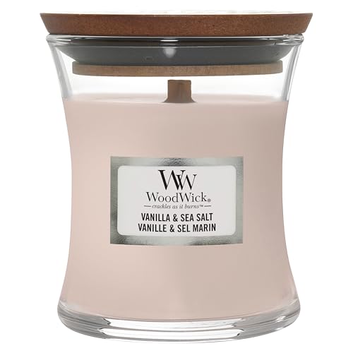 woodwick mini duftkerze vanilla & sea salt im sanduhrglas, 20 stunden brenndauer