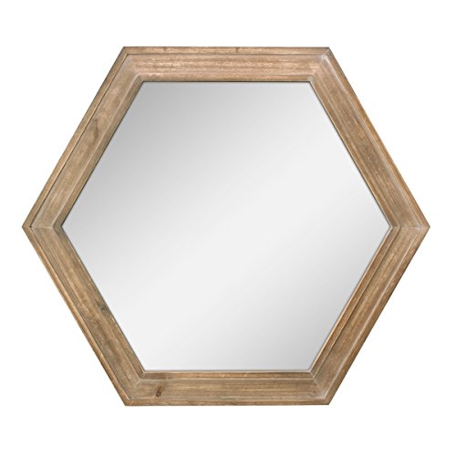 hexagon wandspiegel 24" mit naturholzrahmen, stonebriar, hängend