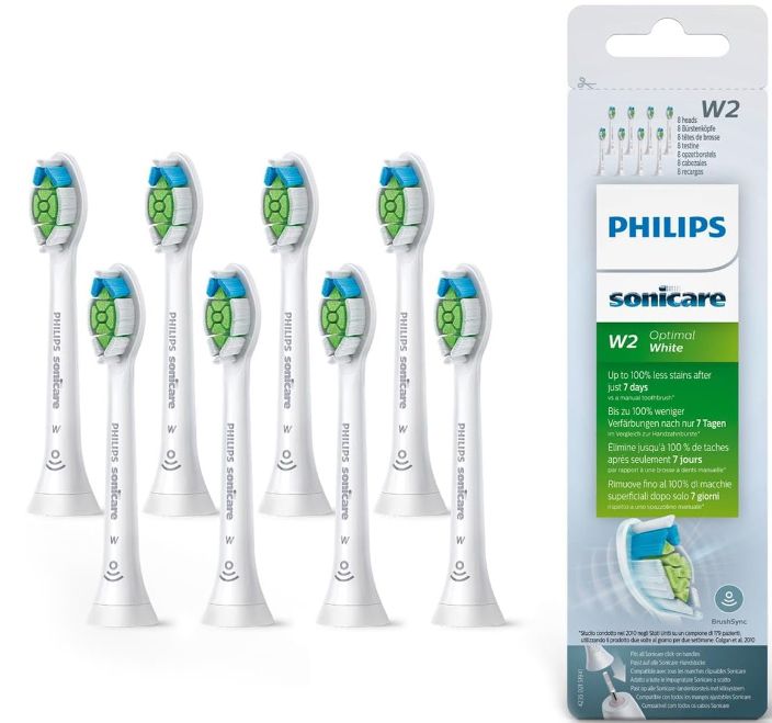 philips sonicare w2 optimal white 8 stück hx6068/12 ab 23,74 statt 34