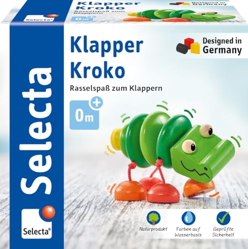 greifspielzeug klapper-kroko von selecta, für babys und kleinkinder