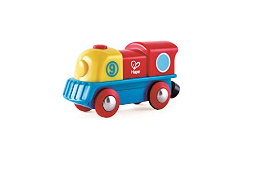 Hape elektrische lokomotive für holzschienen, bunte tapfere kleine lok