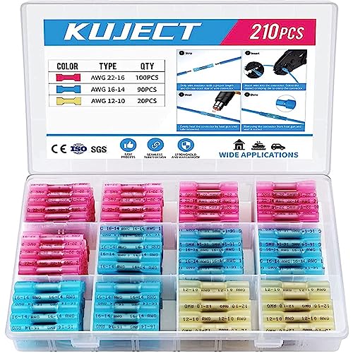 Produktbild: prime kuject 210 stk wasserdichte kabelverbinder quetschverbinder 10-22 awg