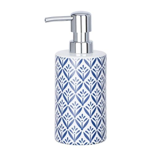 WENKO Lorca Keramik Seifenspender 0.36 l, Blau, 18 x 7 x 8.5 cm