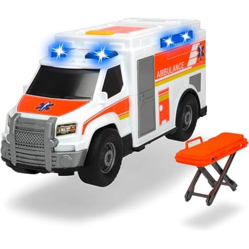 dickie toys rettungswagen mit licht und sound, 30 cm, ab 3 jahren, inkl. trage