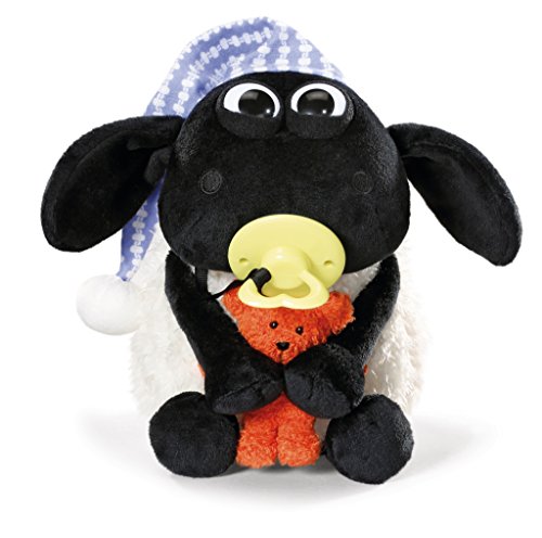 nici shaun das schaf kuscheltier timmy 25 cm mit bär und schnuller, weiß/schwarz