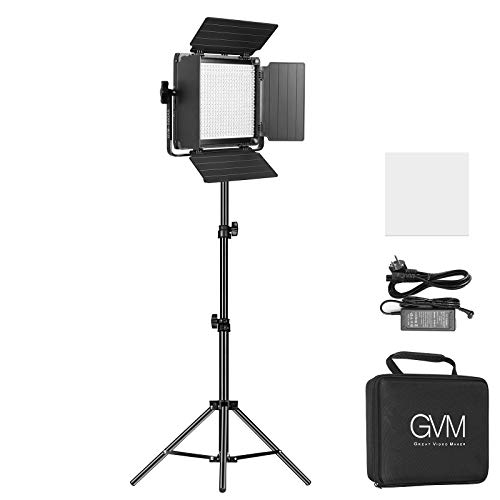 gvm 480 led videolicht panel bi-color 2300k-6800k mit lichtstativ app steuerung