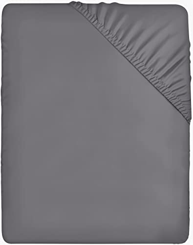 spannbettlaken 180x200cm grau, utopia bedding, mikrofaser, 35cm tiefe tasche