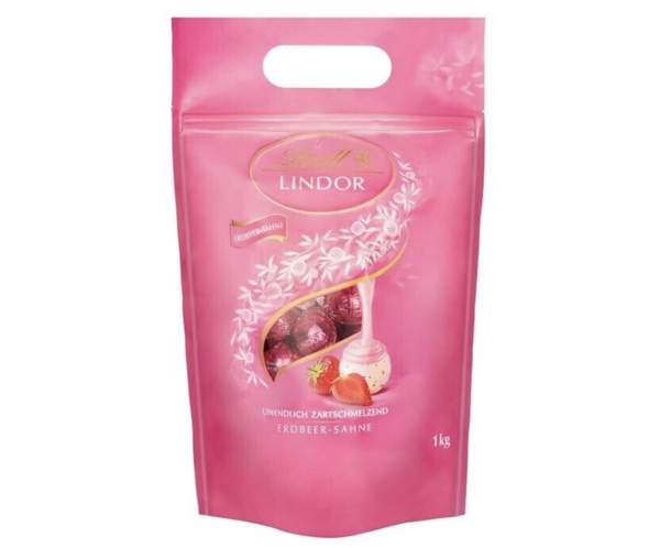 lindt lindor schokoladen kugeln erdbeer-sahne 1kg ab 20,41 euro statt 30 euro