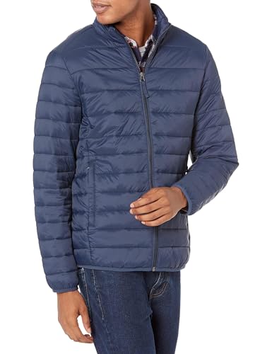 amazon essentials herren pufferjacke leicht verstaubar wasserabweisend marineblau S
