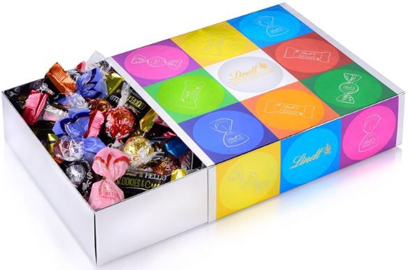 lindt bunte mischung box mit lindor, hello, fioretto 815g für 24,99