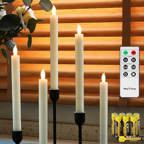Produktbild: Rhytsing LED Stabkerzen flammenlos 5er Set mit Timer, 25 cm, warmweiß, Fernbedienung, Batterien