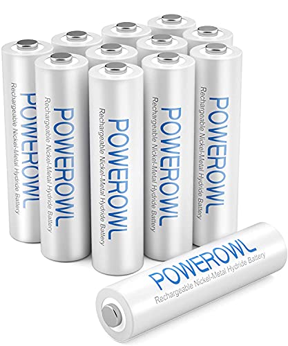 POWEROWL wiederaufladbare AAA-Akkus 12er Set 1000 mAh 1,2 V Ni-Mh geringe Selbstentladung