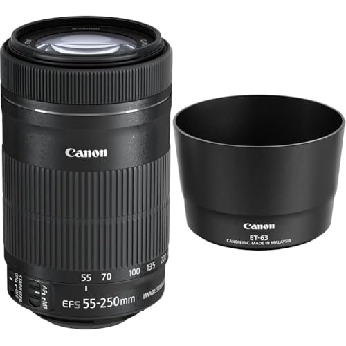 canon ef-s 55-250mm f4-5.6 is stm telezoom mit gegenlichtblende et-63 schwarz