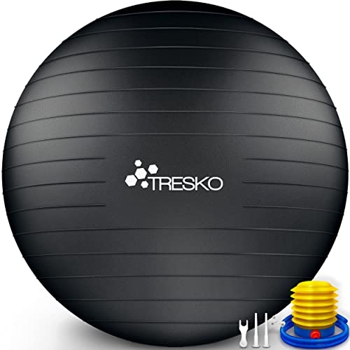 tresko gymnastics ball mit luftpumpe und übungsposter, bpa-frei, 300 kg