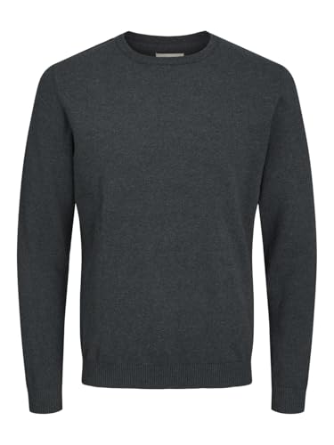 jack & jones pullover herren basic knit crew neck dark grau melange xl