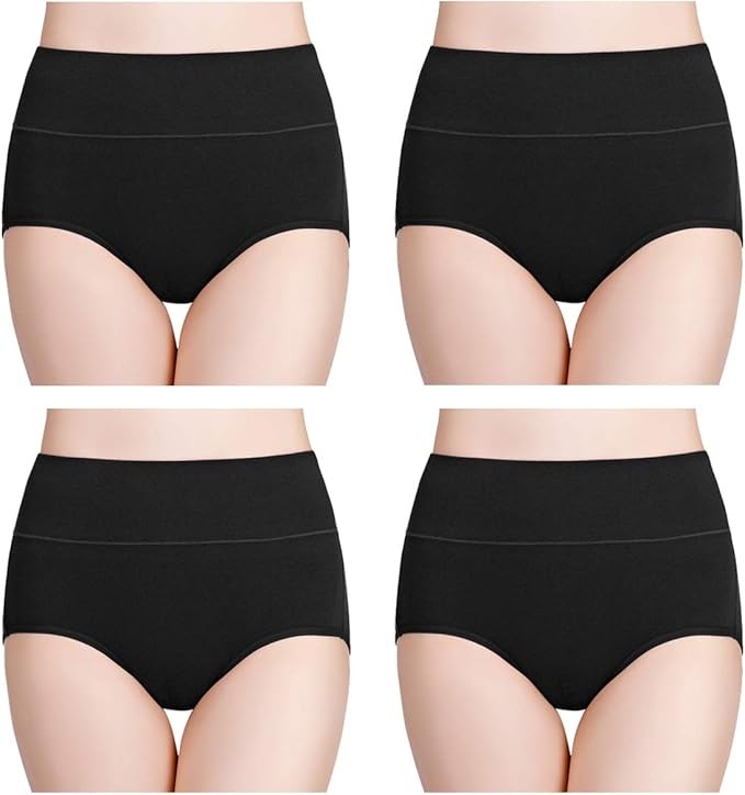 **Baumwolle Damen Unterhosen Hohe Taille Slips 4er Pack**