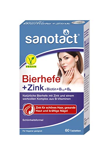 sanotact biotin mit hefe und zink für haut, haare und nägel, 60 tabletten