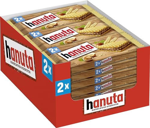 Entdecken Sie Hanuta  18 Packungen mit je 2 Waffeln! Knuspriger Genuss mit schokoladiger Füllung. Ideal zum Teilen oder für den kleinen Snack zwischendurch!