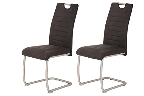Hela Esszimmerstuhl Ulla 2er Set, microfaser anthrazit, metallgestell Edelstahl