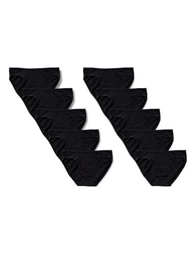 Damen Bikinihose Baumwolle Übergröße 10er-Pack Schwarz Größe 38