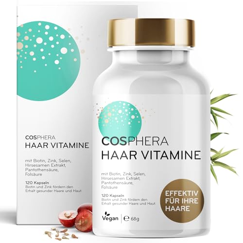 hair vitamins mit biotin, selenium, zink - cosphera 120 vegane kapseln