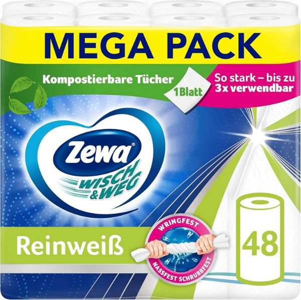 zewa wisch und weg Küchenrolle 48er Pack reinweiß ab 18,29 Euro