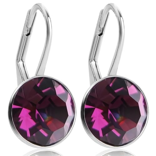 silber ohrringe 925 sterling silver mit kristallen, kurze klappverschluss hänger NOBEL SCHMUCK