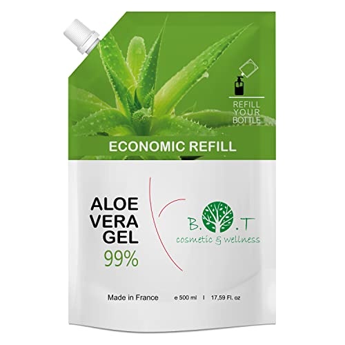 aloe vera gel 100% rein aus spanien, feuchtigkeitsspendend für gesicht und körper, 500 ml