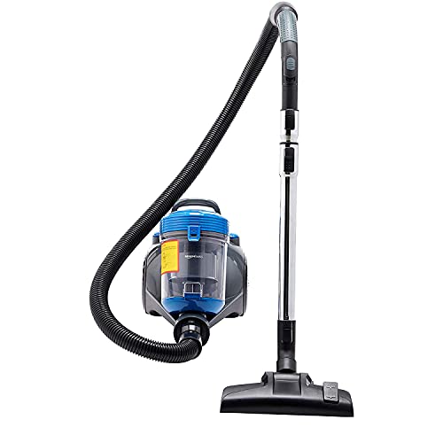 Amazon Basics Zylinder-Staubsauger 700 W, Beutellos, HEPA-Filter, Schwarz/Blau