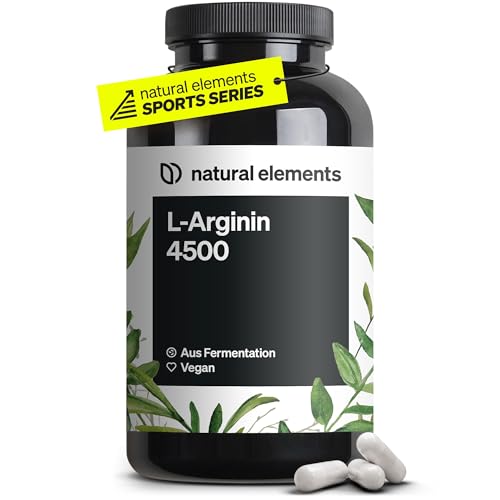 l-arginin 4500 mg - 365 vegane kapseln - laborgeprüft, hochdosiert, made in germany