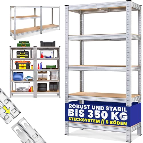 monzana schwerlastregal 170 x 75 x 30 cm 350 kg steckregal mit 5 platten