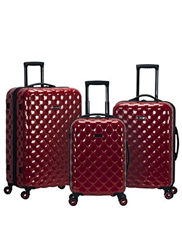 rockland quilt hardside gepäck-set 3-teilig rot erweiterbar spinner 20/24/28 cm