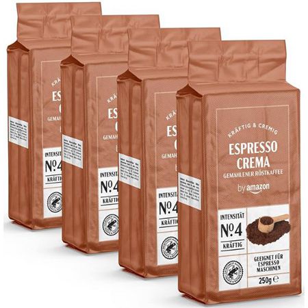 kaffee espresso crema 4 x 250g gemahlen von amazon ab 7,64 statt 11