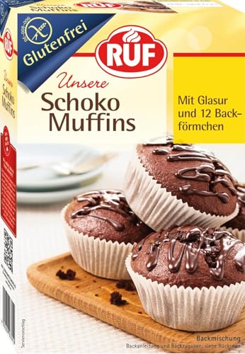 glutenfreie muffins schoko von ruf, backmischung für amerikanische muffins, inkl. 12 förmchen