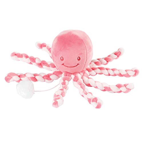 spieluhr oktopus von nattou, wiegelied la-le-lu, rosa, für neugeborene, 23 cm