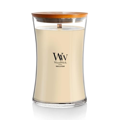 WoodWick Duftkerze Vanilla Bean im Sanduhrglas, knisternder Docht, 130h