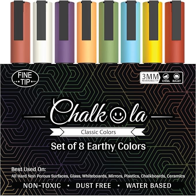 chalkola kreidestifte abwaschbar für tafel, 8 pastell kreidemarker 3mm spitze