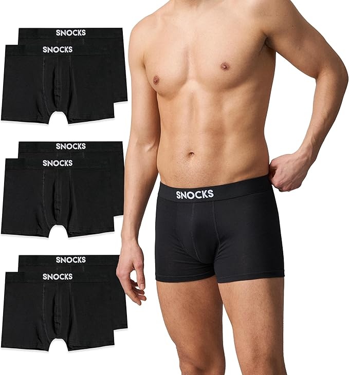 boxershorts herren 6er pack snocks bio baumwolle schwarz xl bis 5xl prime