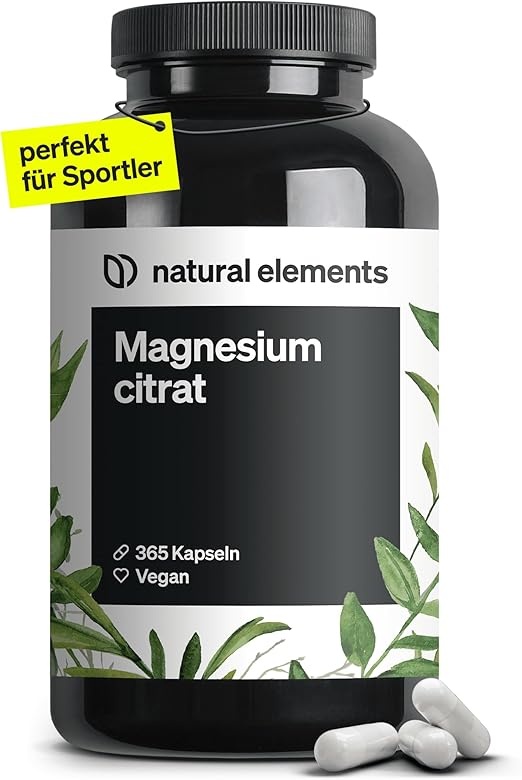 Produktbild: Natural Elements Magnesiumcitrat 2320mg  365 Kapseln  Vegan, ohne Zusätze