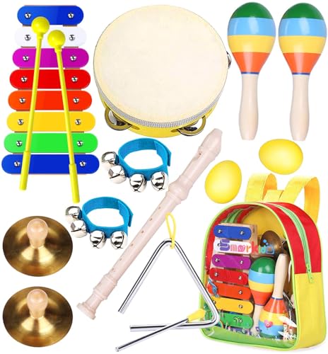 smarkids kinder musikinstrument set spielzeug für vorschule, rucksack für kleinkinder