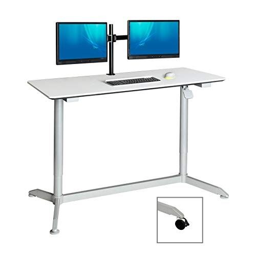 Seville Classics Airlift 137 cm höhenverstellbarer Tisch (74,4-110,4 cm H), weiß