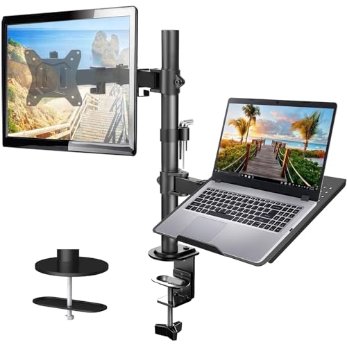 huanuo monitor halterung mit laptop arm für 13-32 zoll bildschirm und 17 zoll notebook