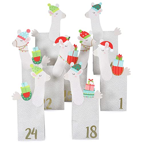 papierdrachen adventskalender 2025 lamas kraftpapier set mit 24 papiertüten und aufklebern