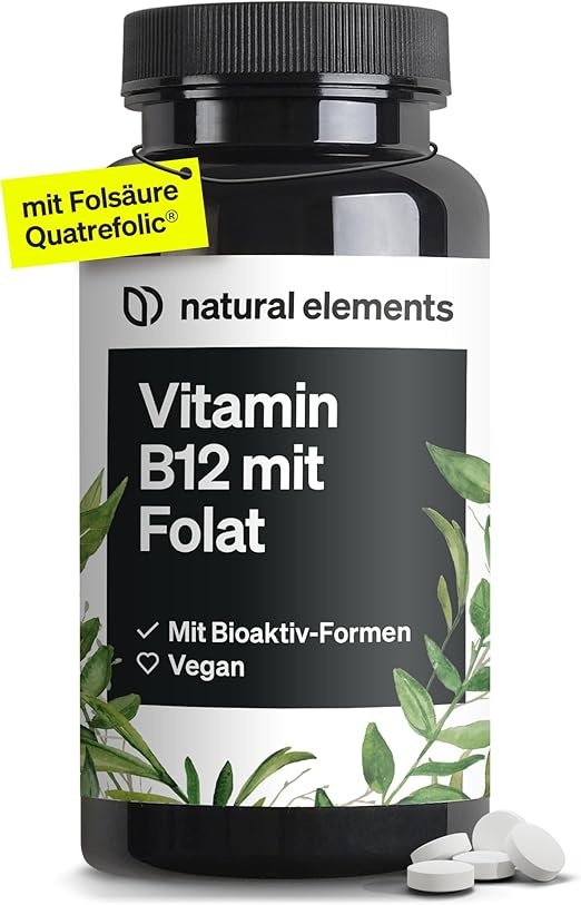 vitamin b12 500g und folsäure 200g  natural elements vegan 180 tabletten